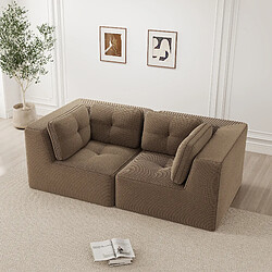 MIVRAY Canapé Compressé 2 places modulable, 208x104x69cm, sans montage, en velours côtelé, marron