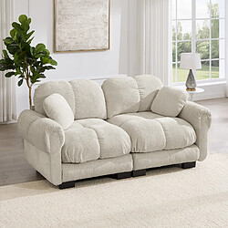 MIVRAY Canapé 2 places modulable 190x86x90cm, dossier ergonomique, en chenille, Kaki clair