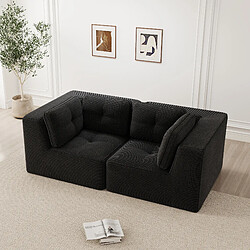 MIVRAY Canapé Compressé 2 places modulable, 208x104x69cm, sans montage, en velours côtelé, Noir