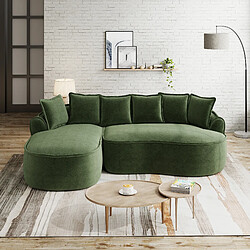 MIVRAY Canapé Compressé modulable 3 places, 252x164x67cm, sans montage, en chenille, vert