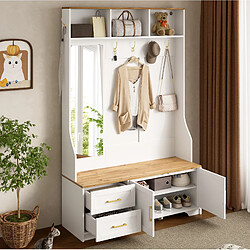 Acheter STILVORA Meuble d'entrée 120/40/187 cm blanc et bois aus MDF avec LED et miroir