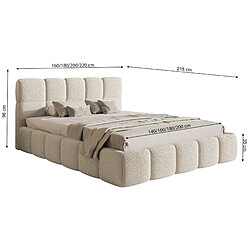 SELSEY - Lit rembourré avec coffre CLOUDY – Maille bouclée – Beige clair – 180x200 cm pas cher