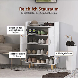 Avis STILVORA Meuble à chaussures 60/30/92 cm blanc en bois avec rangement compact