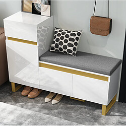 Avis STILVORA Meuble à chaussures 120/35/85 cm blanc en MDF avec banc intégré