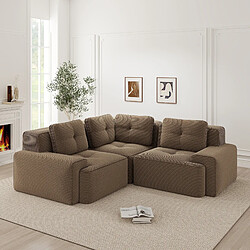 Avis MIVRAY Canapé Compressé d'angle modulable, 206x206x69cm, 3 places, sans montage, Tissu, marron