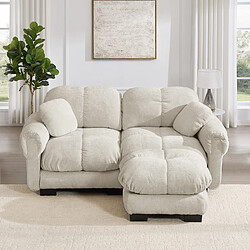 MIVRAY Canapé d'angle 2 places modulable 190x149x90cm, repose-pieds amovible, Tissu, Kaki clair