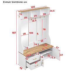 STILVORA Meuble d'entrée 120/40/187 cm blanc et bois aus MDF avec LED et miroir pas cher