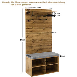 STILVORA Vestiaire 84/35/175 cm chêne en panneaux de particules avec banc rembourré pas cher
