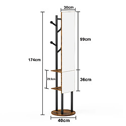 STILVORA Miroir sur pied 135/30 cm noir et marron en panneaux de particules et acier pivotant 360° pas cher