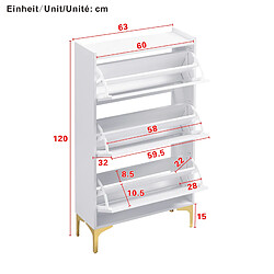 STILVORA Meuble à chaussures 63/24/120 cm blanc en MDF avec design gain de place pas cher