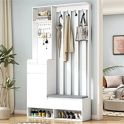 Acheter STILVORA Vestiaire d'entrée 180/100/35 cm blanc en MDF avec banc rembourré et panneau perforé