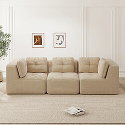 Avis MIVRAY Canapé Compressé 3 places modulable, 297x104x69cm, sans montage, velours côtelé, Beige