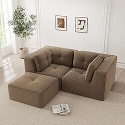 MIVRAY Canapé Compressé d'angle 2 places modulable, 208x177x69cm, sans montage, Tissu, marron