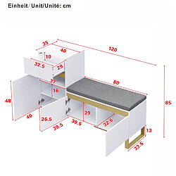 STILVORA Meuble à chaussures 120/35/85 cm blanc en MDF avec banc intégré pas cher