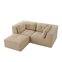 MIVRAY Canapé Compressé d'angle 2 places modulable, 208x177x69cm, sans montage, Tissu, Beige