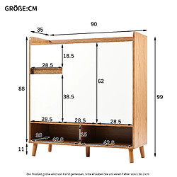 STILVORA Commode 90/35/99cm blanc naturel panneaux particules, rangements modulables pas cher