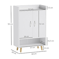 Acheter STILVORA Meuble à chaussures 60/30/92 cm blanc en bois avec rangement compact