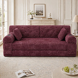 Acheter MIVRAY Canapé convertible 2 places 168x80x81 cm avec porte-gobelets, coussin, tissu, Rouge vin