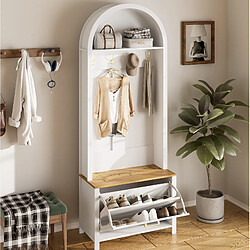 Avis STILVORA Vestiaire 195/75/35 cm blanc et bois en MDF avec crochets et rangements