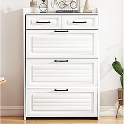 Acheter STILVORA Meuble à chaussures 80/23,5/131 cm blanc en panneaux de particules 3 abattants