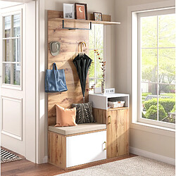Avis STILVORA Vestiaire 105/40/190,5 cm blanc et bois en MDF et panneau de particules avec miroir