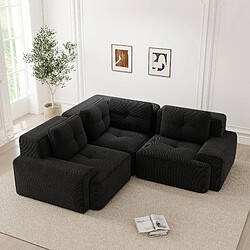 Avis MIVRAY Canapé Compressé d'angle modulable, 206x206x69cm, 3 places, sans montage, Tissu, Noir
