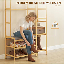 Avis STILVORA Portemanteau 104/33/175 cm bois naturel en bambou avec banc et rangements