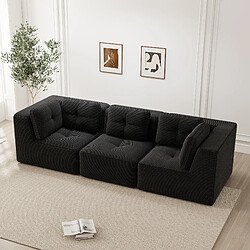 Avis MIVRAY Canapé Compressé 3 places modulable, 297x104x69cm, sans montage, velours côtelé, Noir