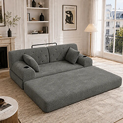 Avis MIVRAY Canapé convertible 2 places 168x80x81 cm avec porte-gobelets, coussin, tissu, gris foncé