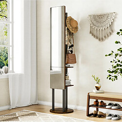 Acheter STILVORA Miroir sur pied 135/30 cm noir et marron en panneaux de particules et acier pivotant 360°