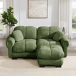MIVRAY Canapé d'angle 2 places modulable 190x149x90cm, Avec repose-pieds amovible, Tissu, Vert