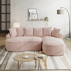 MIVRAY Canapé Compressé d'angle modulable 3 places, 252x164x67cm, sans montage, en chenille, rose
