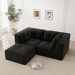 MIVRAY Canapé Compressé d'angle 2 places modulable, 208x177x69cm, sans montage, Tissu, Noir