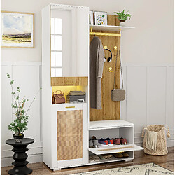 Acheter STILVORA Vestiaire 110/38/190 cm blanc et bois en MDF et panneau de particules avec miroir LED
