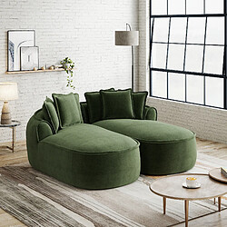 Avis MIVRAY Canapé Compressé modulable 2 places, 184x164x67cm, sans montage, en chenille, vert