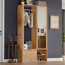 Acheter STILVORA Armoire d'entrée 100/33/190 cm naturelle en panneaux de particules avec miroir
