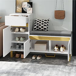 Acheter STILVORA Meuble à chaussures 120/35/85 cm blanc en MDF avec banc intégré