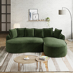Avis MIVRAY Canapé Compressé d'angle modulable 3 places, 252x164x67cm, sans montage, en chenille, vert