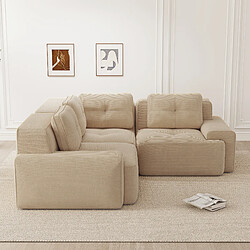 Avis MIVRAY Canapé Compressé d'angle modulable, 206x206x69cm, 3 places, sans montage, Tissu, Beige
