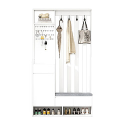 Avis STILVORA Vestiaire d'entrée 180/100/35 cm blanc en MDF avec banc rembourré et panneau perforé