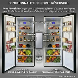 Acheter 7 SEVENSTARS Réfrigérateur 1 porte S7RL361BFAQUA Tout utile 373 litres No Frost noir brossé