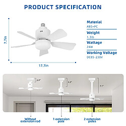 ByteLike Blanc Ventilateur de plafond blanc à vis E27 sans câblage pas cher