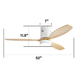 ByteLike Ventilateur de plafond extra-plat 52 pouces en bois massif pas cher