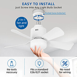 Acheter ByteLike Blanc Ventilateur de plafond blanc à vis E27 sans câblage