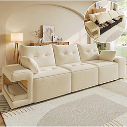 STILVORA Canapé 3 places 229,5/78/84 cm beige en velours avec rangements pas cher