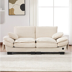 Avis STILVORA Canapé 2 places 190/73/84 cm beige en velours côtelé avec USB-C