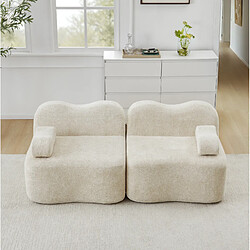 Acheter STILVORA Canapé modulaire 2 places beige en velours avec assise profonde