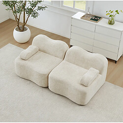 Avis STILVORA Canapé modulaire 2 places beige en velours avec assise profonde
