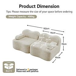 STILVORA Canapé modulaire 2 places beige en velours avec assise profonde pas cher
