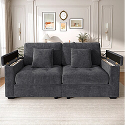 Avis STILVORA Canapé 2 places 180 cm gris fonce en chenille avec rangement